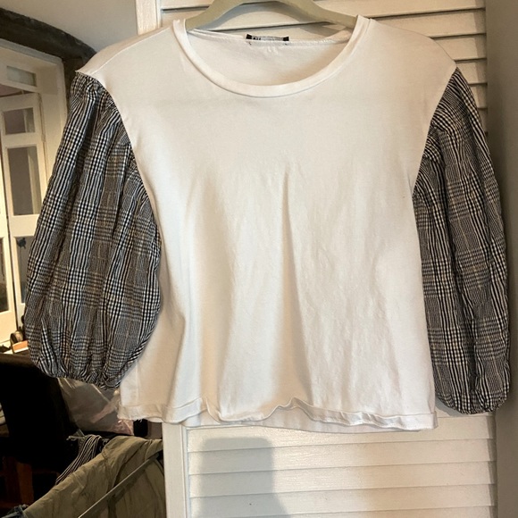 Plaid 3/4 sleeve Zara top - Picture 1 of 3